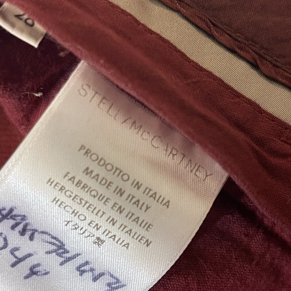 Stella McCartney Burgundy Corduroy Flare Pants Made‎ In Italy Size 28 Inseam 35" - Picture 10 of 14